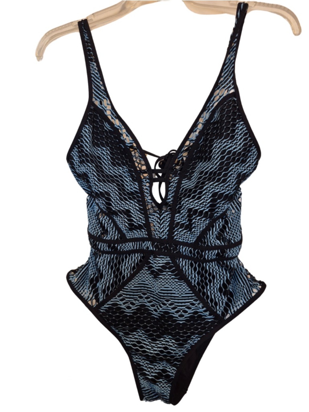 BECCA by Rebecca Virtue Reveal Plunge Crochet One-Piece Bathing Suit - Picture 4 of 11
